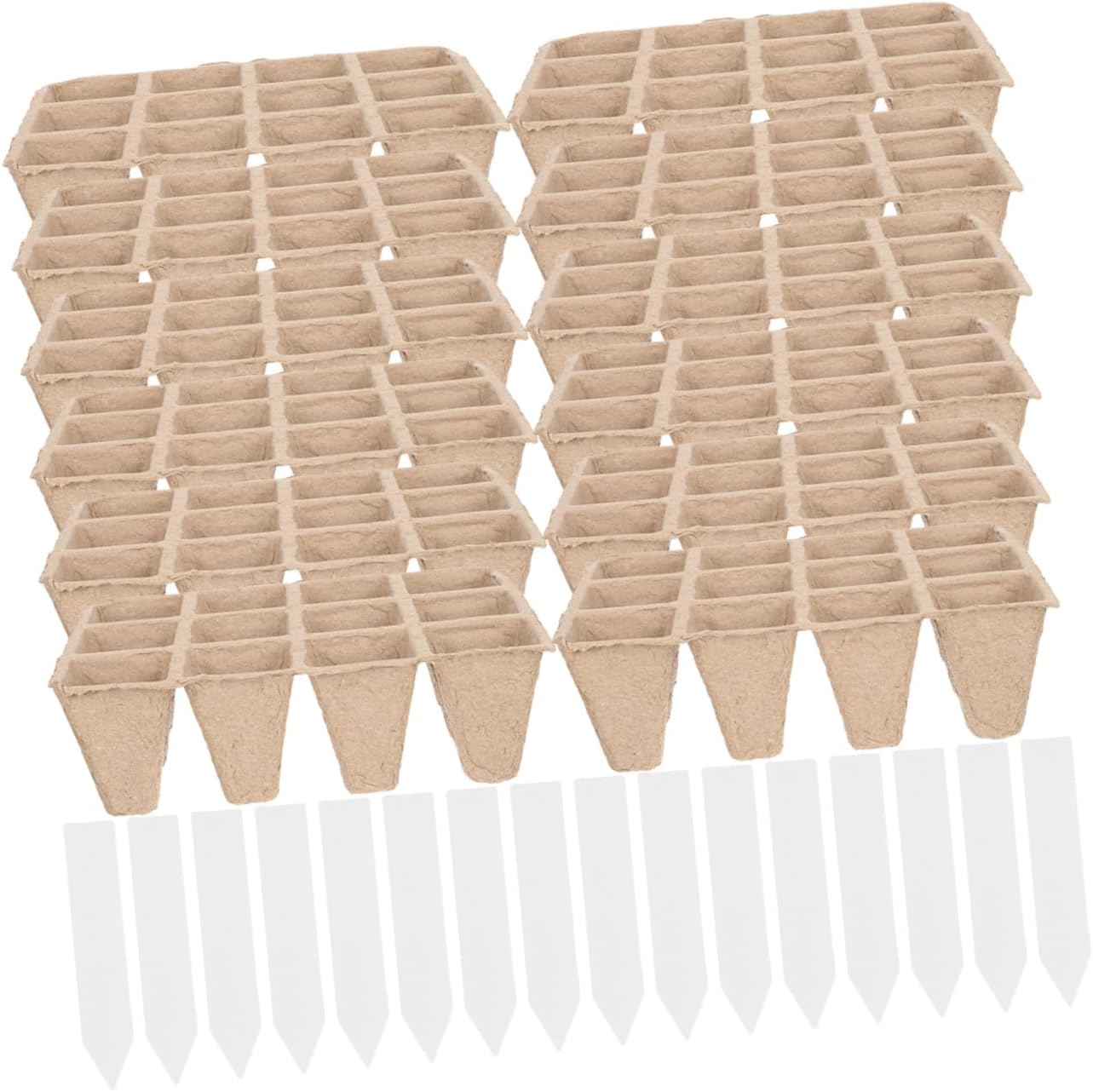 CALLARON Biodegradable Paper Pulp Nursery Tray with 24 Plant Germination Cups and 40 Labels, Seed Starter Kit for Indoor Greenhouse Vegetable Propagation and Gardening