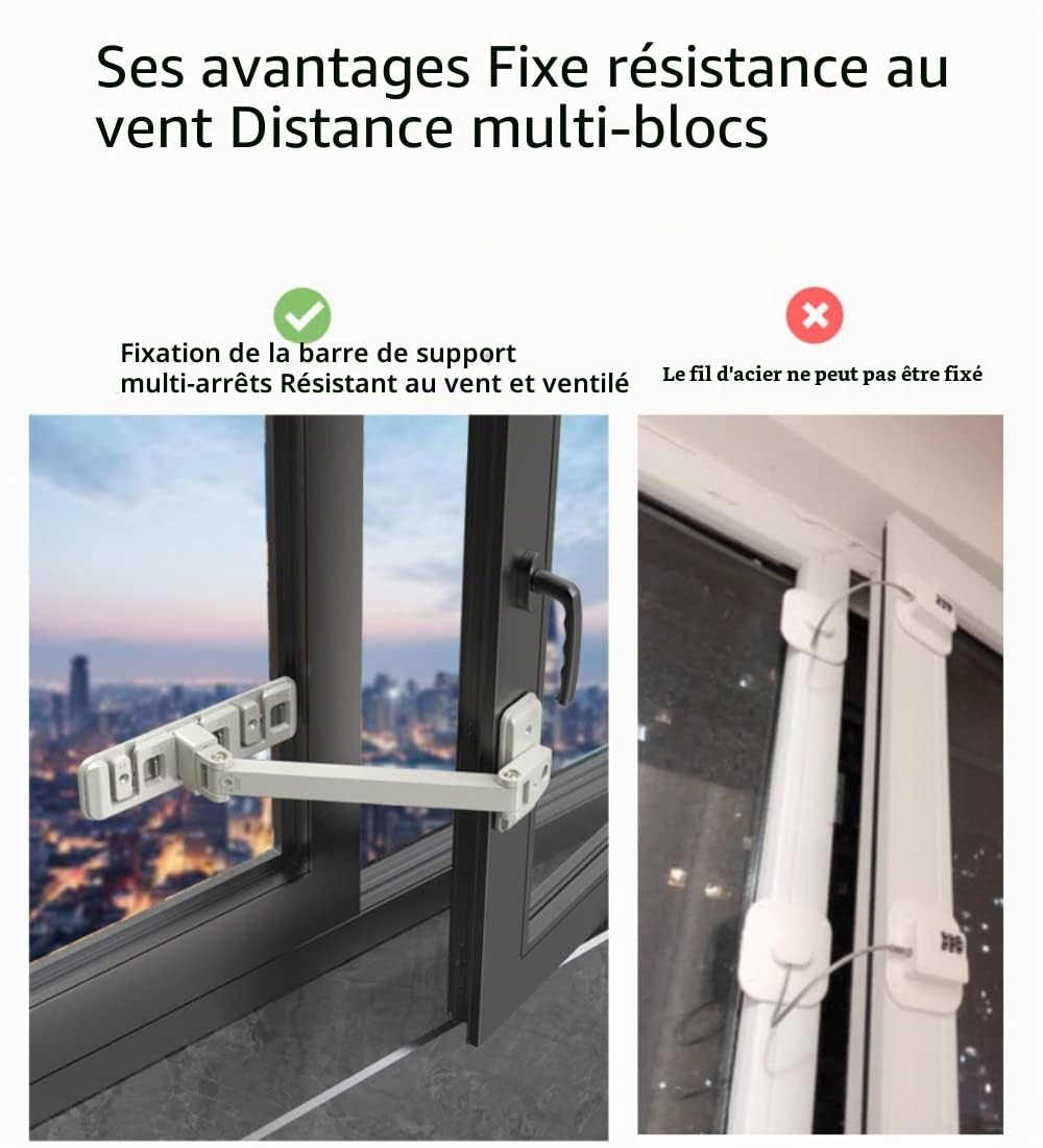 WUBAYI Entrebâilleur de fenêtre autocollant, sécurité enfant bébé, porte coulissante bébé, limiteur de fenêtre anti-ouverture, loquet de fenêtre de haut niveau de protection de l'enfant anti-chute