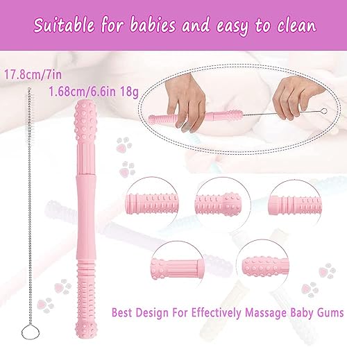 Miniatura 3 de Honboom Tubos de dentición de silicona suave paquete de 5 tubos huecos para mordedores para bebés juguete calmante para bebés de 0 a 12 meses con un