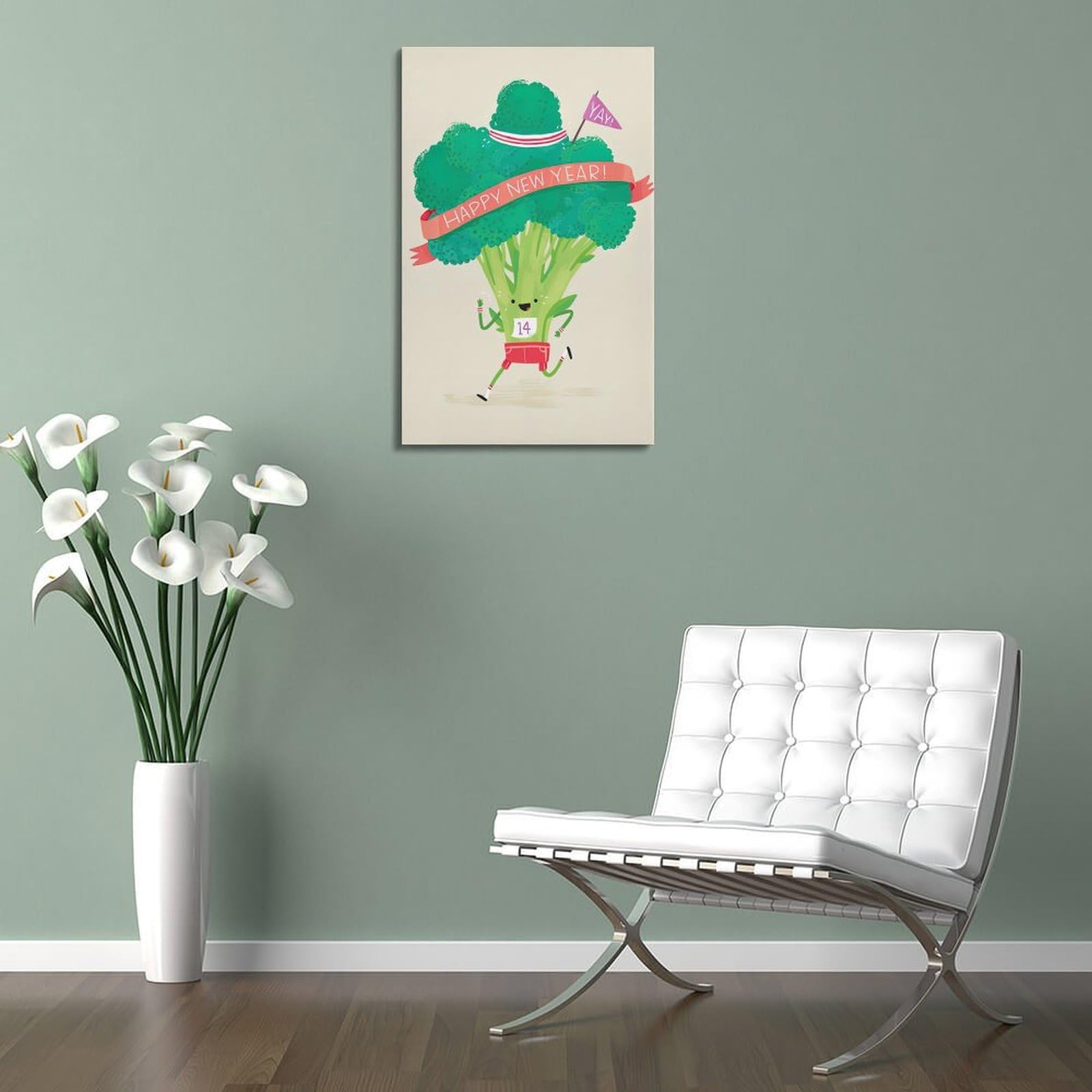 DLJGDS Niedliches und interessantes Gemüse-Poster, Illustration, Brokkoli, dekoratives Gemälde, Leinwand, Wandposter und moderne Familienschlafzimmer-Dekoration, 50 x 75 cm