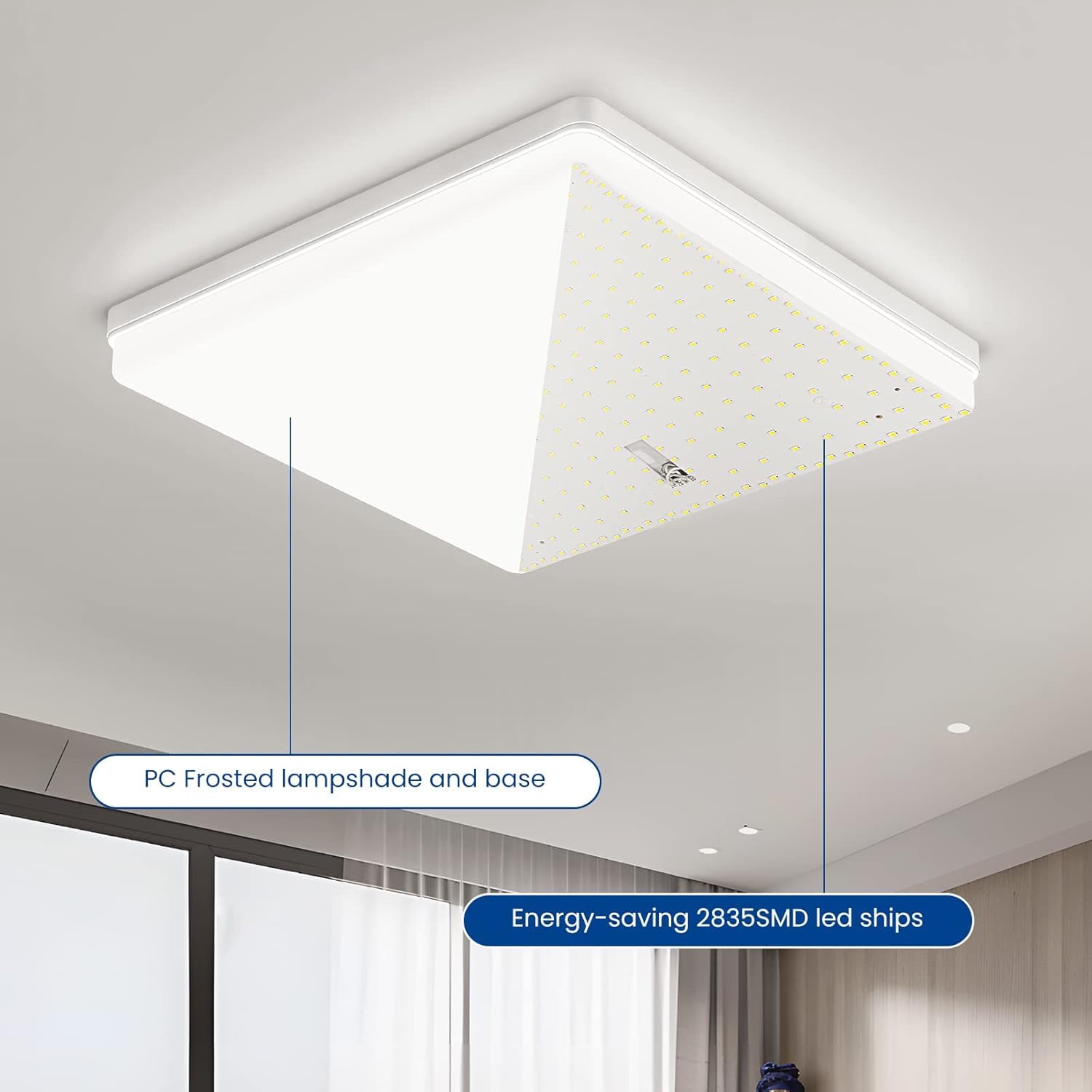 EASY EAGLE Plafoniera Led Soffitto Quadrata 48W Moderni Luce 4000K 4800LM IP44 Lampada per Bagno Cucina Camera da Letto Sala Soggiorno Corridoio Ufficio Cantina Ø30CM, Pack of 2