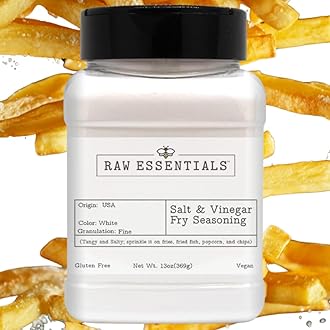 Raw Essentials Salt and Vinegar Fry Seasoning, Gourmet Fries Seasoning - Great on Fries, Fried Fish, Popcorn, and Chips - Tangy and Salty - Gluten Free and Vegan
