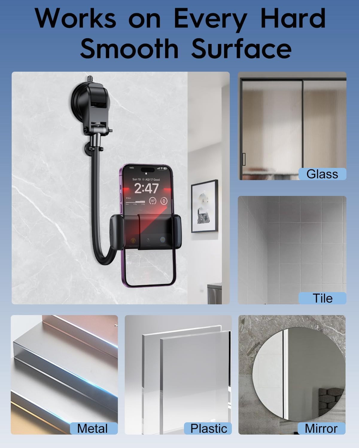 ロングアーム 真空吸盤 シャワー 携帯電話ホルダー クリップ バスルームスティックオンウォールメイクアップミラー キッチン ウィンド SA34  スマホルダー 吸盤SS ロングアーム ウィングキャッチ ブラック | カーメイト 公式オンラインストア本店