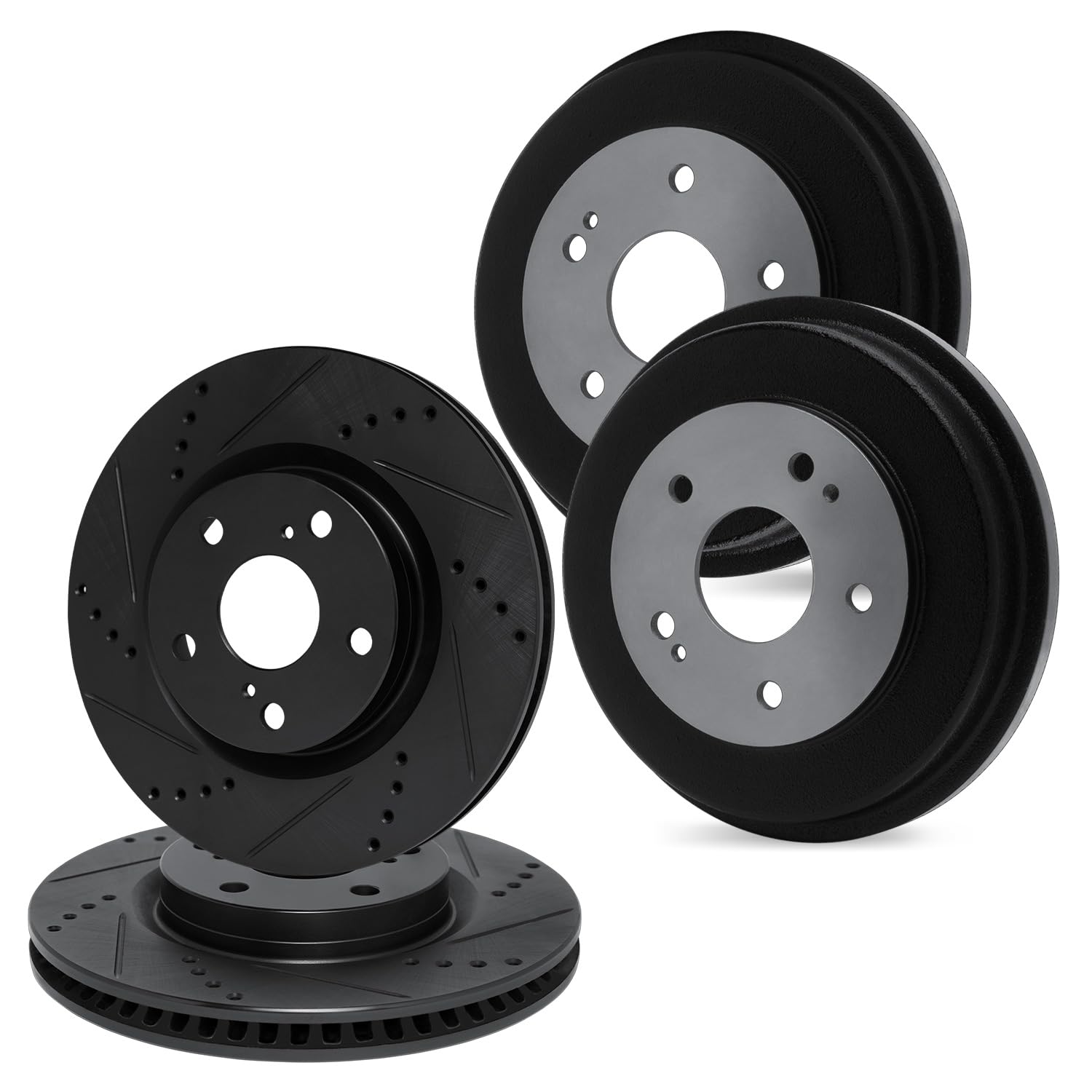 R1 Concepts Front Rear Brake Rotors and Drum Fits 2006-2008 Chevrolet HHR