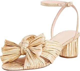 MICIFA Women's Gold Bow Heels Sandals Bride Wedding Block Chunky Heels Ankle Strap Shoes Bow Knot