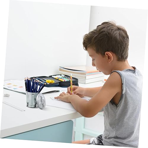 Miniatura 5 de SOLUSTRE 1 mini bote de basura con tapas, contenedores pequeños, caja de arena con cubierta, soporte para bolígrafo de encimera, contenedor de