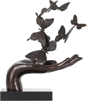 Bronze Butterflies in Hand Statue Abstract Sculpture Art Handicrafts for Home Decor