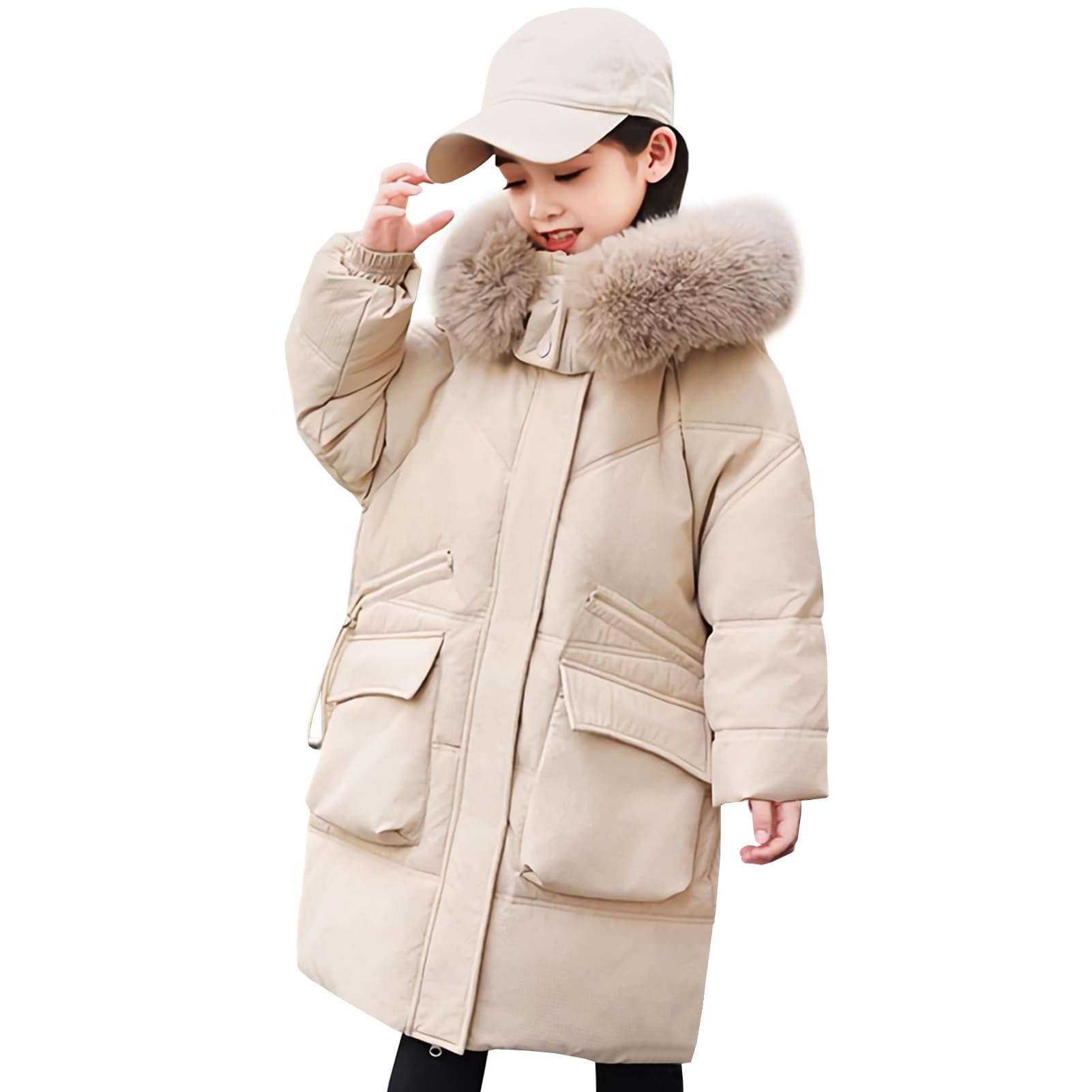 Bambina Cappotto con Cappuccio Giacca Invernale Ragazza Parka Piumino Medio-lungo Giubbotti Trapuntato