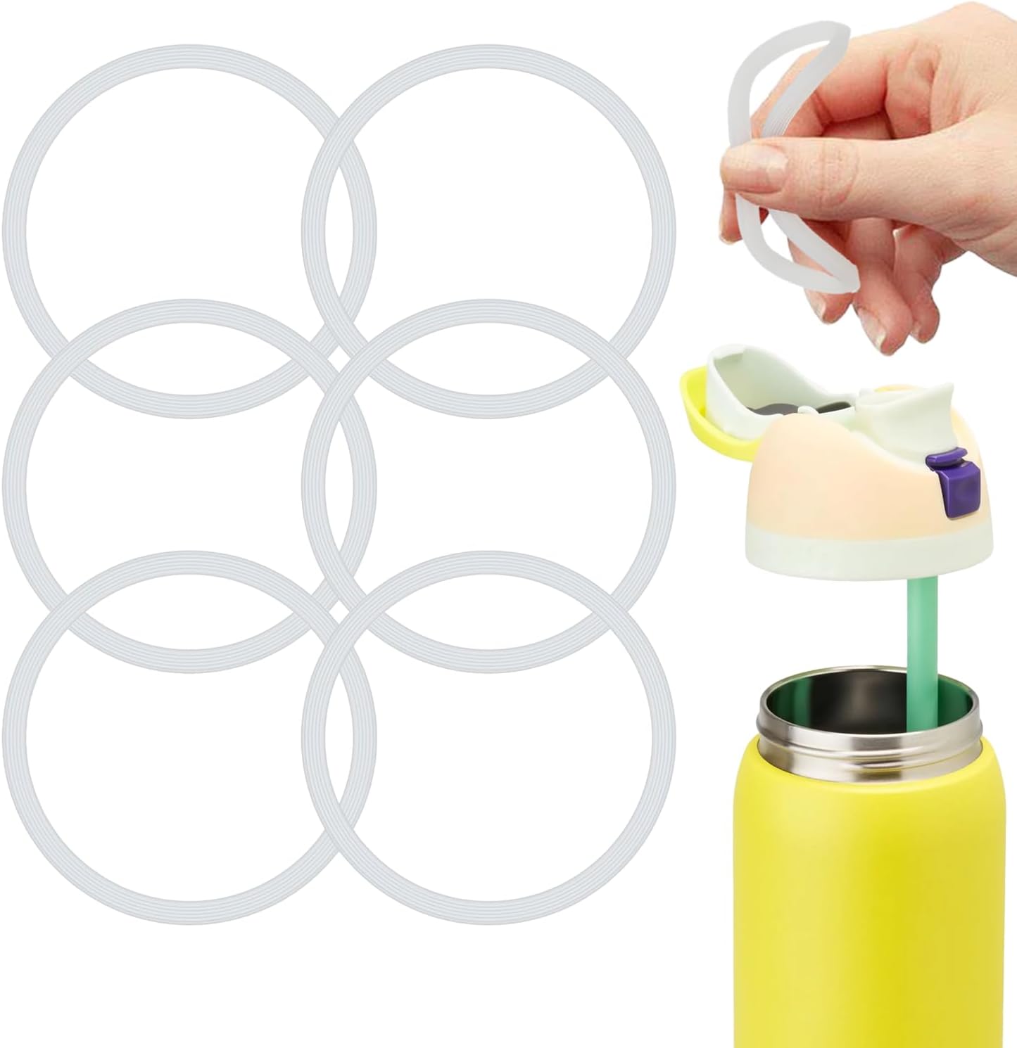 Alovexiong 6 Pcs Replacement Gasket for Owala FreeSip 24oz 32oz, Silicone Sealing O Ring for Water Bottle Lid Compatible with Owala 19/24/32/40oz Leak Proof Silicone Seal Bottle Cap Stopper Part