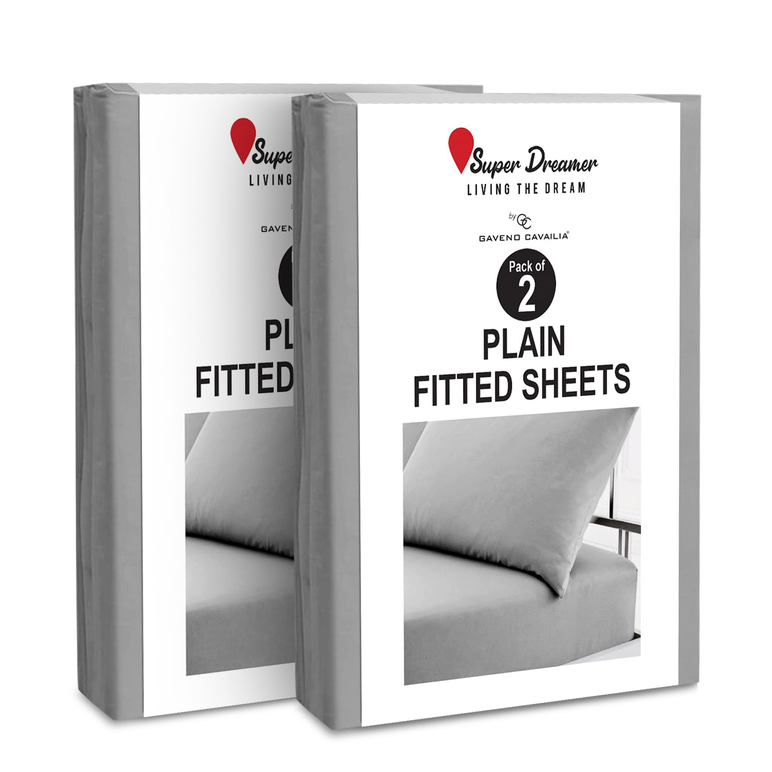 GC GAVENO CAVAILIA 2 Pack Fitted Sheet Single - Deep Pocket 25cm - Microfiber Bed Sheet (91x190 cm) - Wrinkle & Fade Resistant - Elastic Corners - Breathable & Easycare Bottom Sheet - Grey