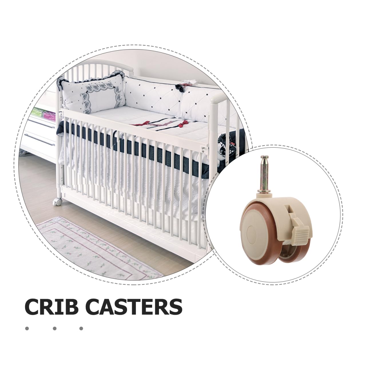 Abaodam 5 Pz Rotelle Per Culla Rotelle Del Letto Ruota Con Asta Silenziosa Per Culla in Gomma Ruota Piroettante Ruota Per Cancello Interasse Mini Ruote Beige Gomma Da Cancellare
