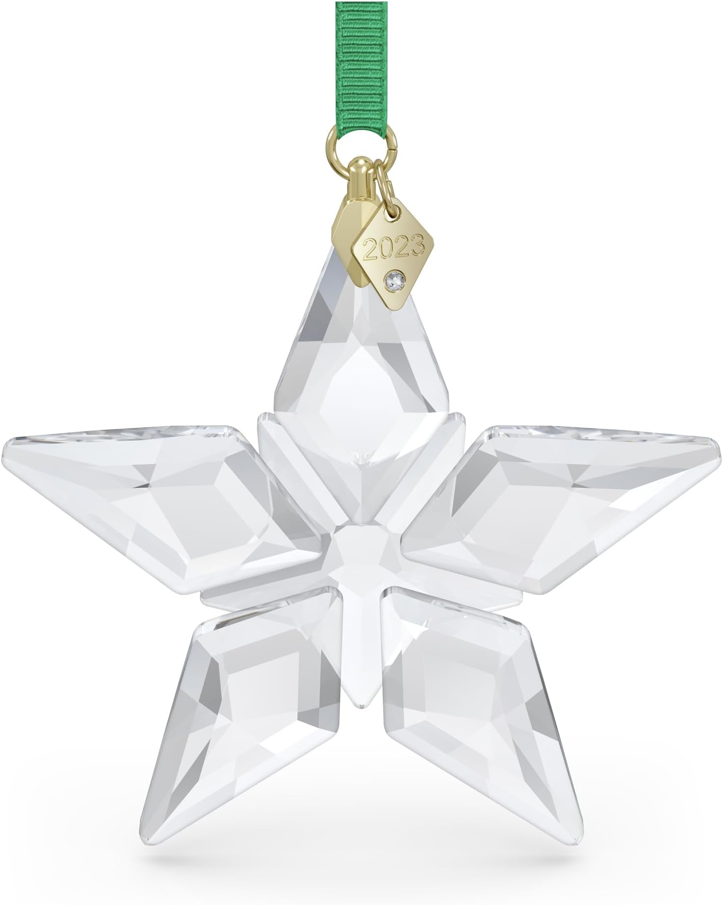 Annual Edition 2023 Ornament, Clear Crystal Star with 97 Facets, Gold-Tone Finished Tag, Part of The Swarovski Annual Edition Collection