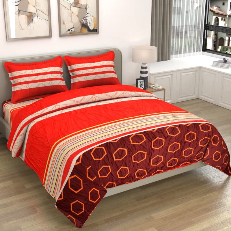 Luxury Trends Warm/Lightweight Super Soft King Size Double Bedsheet for Winter (90 x 100 Inch) with 2 Pillow Cover (18 x 28) - Red & Maroon