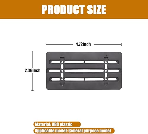 Miniatura 2 de 1 soporte para placa delantera de automóvil, adaptador de placa de matrícula ABS impermeable con kit de instalación, kit de soporte universal para