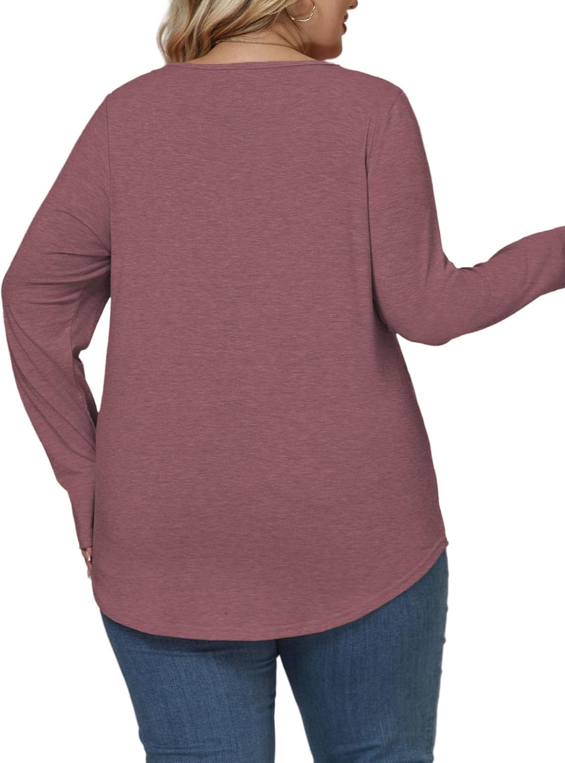 VISLILY Plus-Size-Tops for Women Trendy V Neck T Shirts Casual Long Sleeve Dressy Cute Blouses Loose Fit Tunics Tees XL-5XL - Image 5