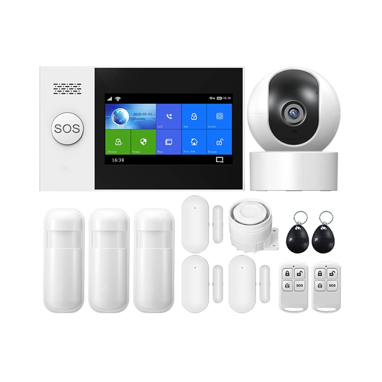 Kit de de Alarma de Seguridad PG107 Tuya, Control de aplicación con cámara IP, Detector de Movimiento de marcación automática, Alarma Inteligente for el hogar,Protección Antirrobo(L)