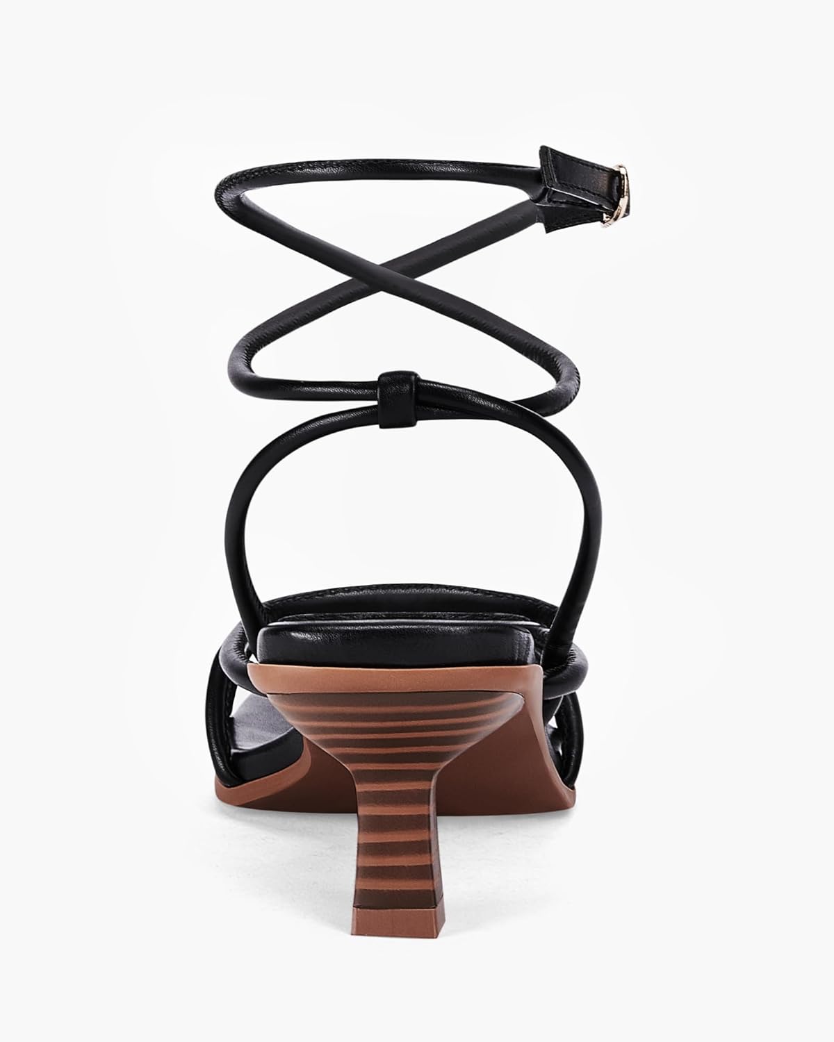 Coutgo Womens Strappy Heels Sandals Thong Gladiator Square Open Toe Low Kitten Heeled Criss Cross Ankle Strap Summer Dress Wedding Shoes - Image 6