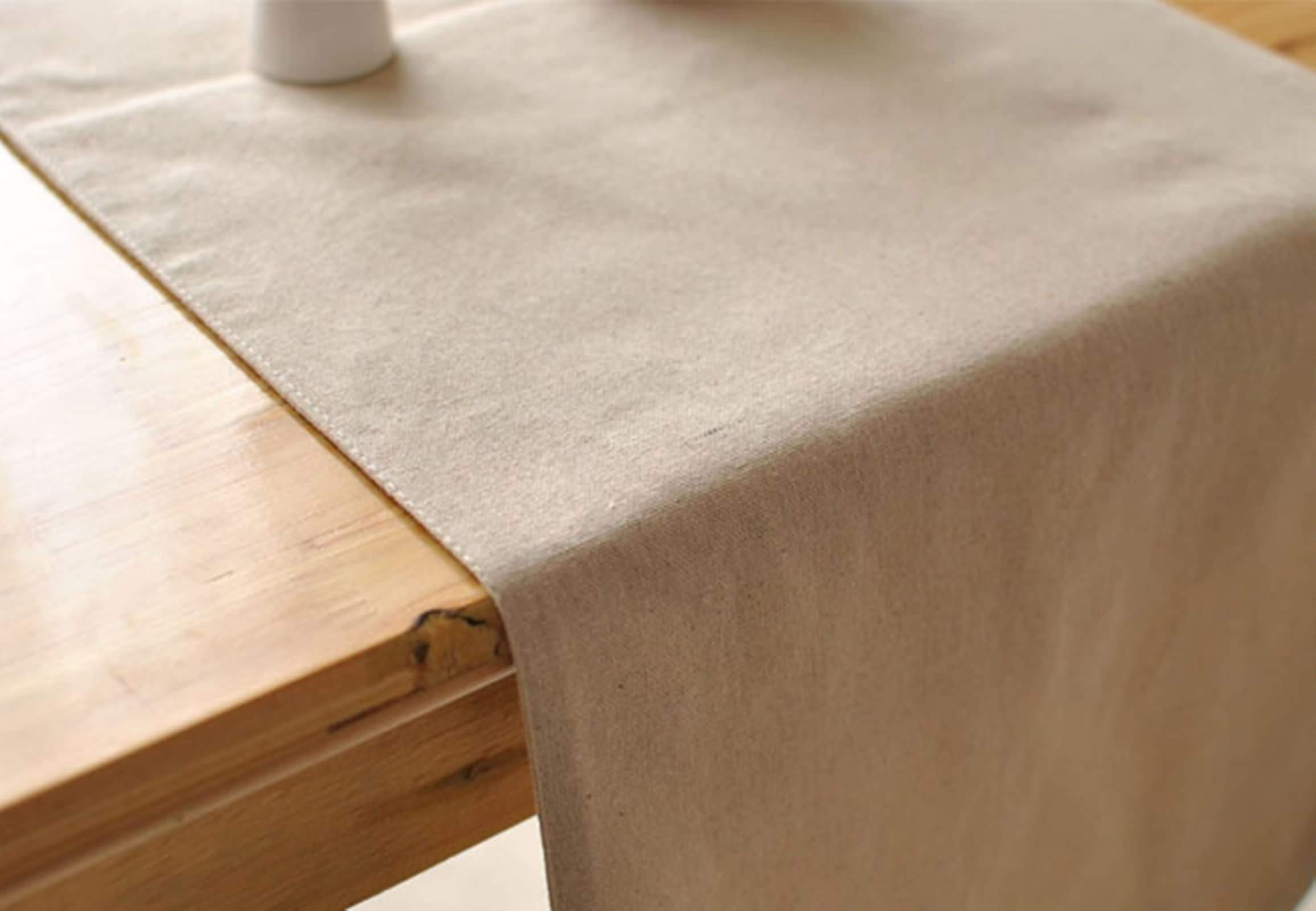 Tischläufer Modern Deko, Baumwolle Leinen Tischläufer Abwaschbar Couchtisch Tischläufer Weihnachten Einfach Uni Licht Khaki 30x180CM