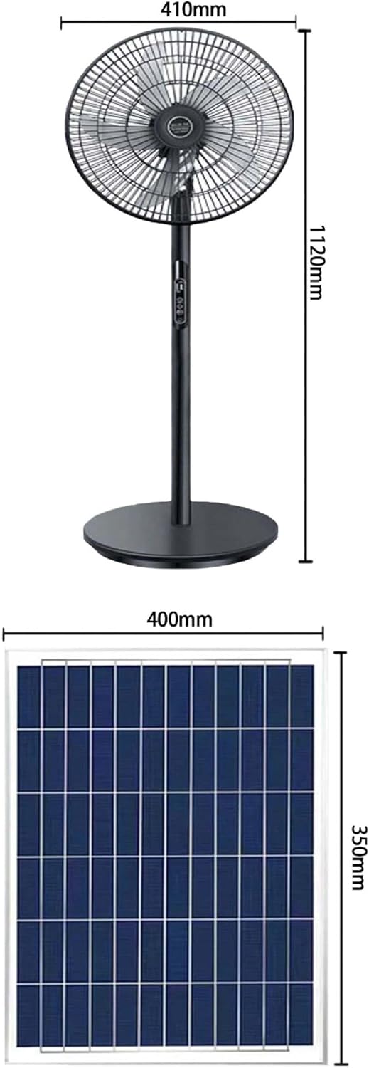 Standing Fan Cordless Rechargeable Floor Fan with Solar Panel Power and AC Charger Dual Input for Home, Camping, Outdoor Fishing (White)