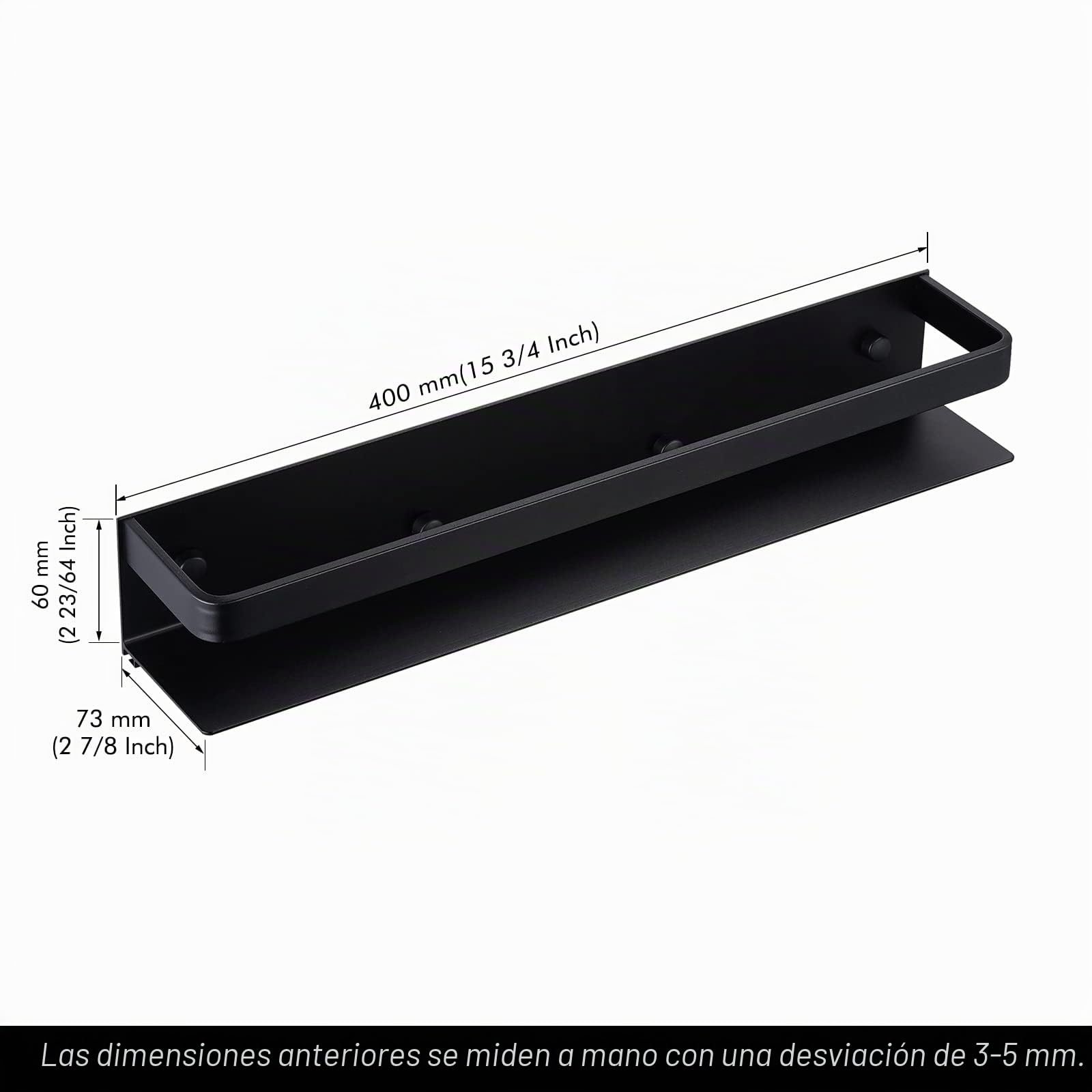 KES Especiero Negro Soporte para Especias Soporte de Especia de Aluminio 40 CM Estante Flotante de Cocina Paquete 2 Estantes Soportes de Pared, KSR401S40-BK-P2