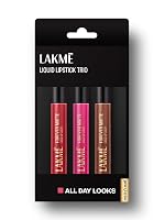 Lakme Liquid Lipstick Trio- All Day Looks, Forever Matte, Pack of 3, Light-weight, 16.8 ml