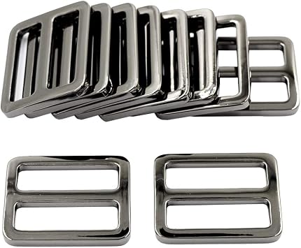 DGOL 10pcs 1 inch Zinc Alloy Slider Tri-glide Buttons Webbing Strap Tri Glide Adjustable Buckle Fasteners Gun Metal