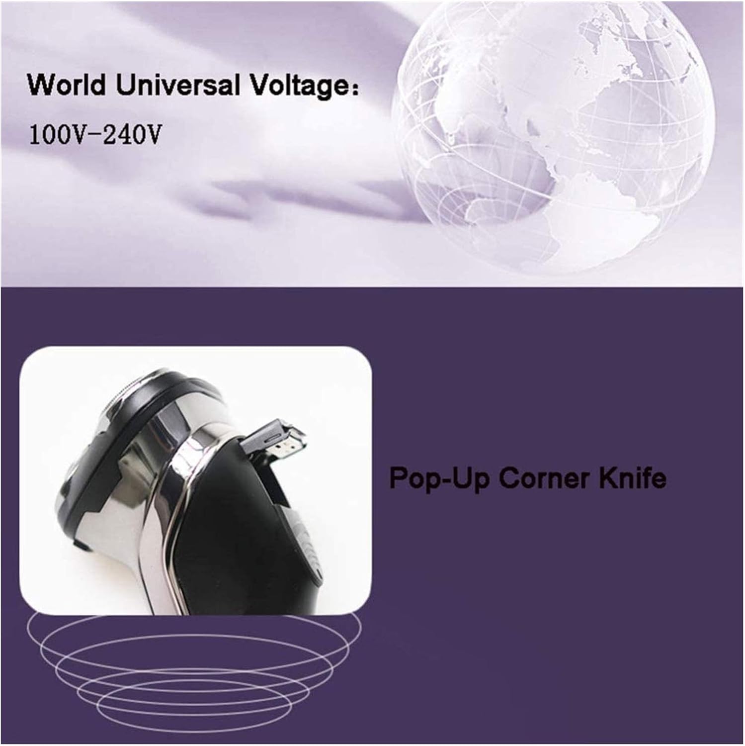 Electric Shaver Rotary Razor Men Cordless Beard Trimmer Pop-Trimmer Wet Dry Shaver Waterproof