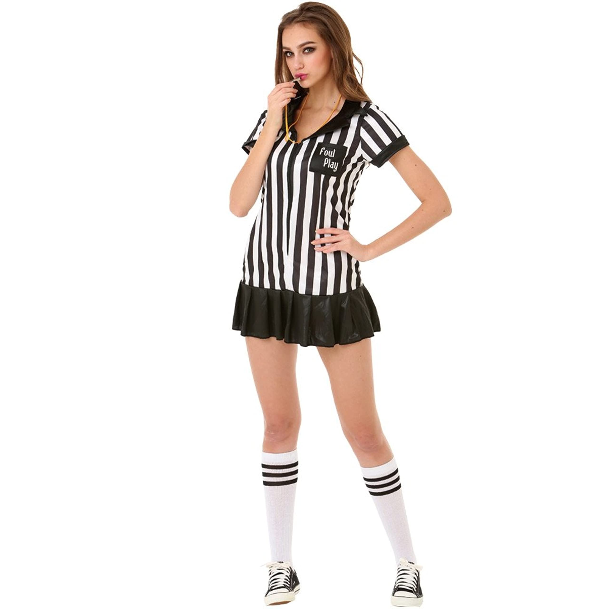 Risque Referee Women's Halloween Costume - Sports Ref Ump Outfit (Large)