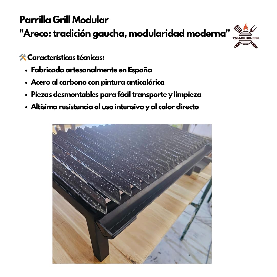Griglia modulare in stile argentino #WorkshopDelBBQ – 3 griglie a V + piastra liscia + legno + vassoio raccogli grasso design modulare artigianale per veri amanti dell'arrosto.