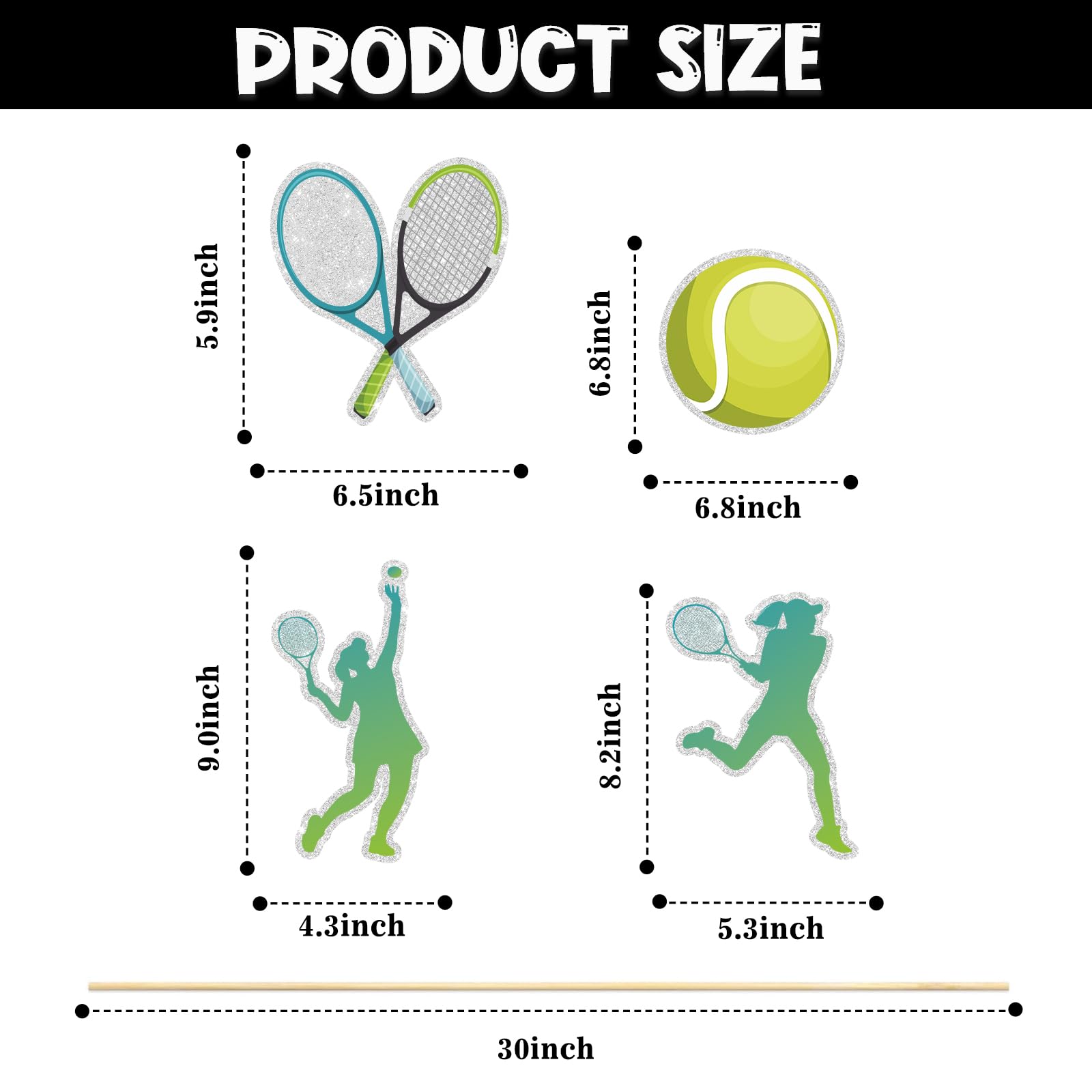 16 Pc Tennis Collection Table Topper - Tennis Theme Birthday Table Centerpieces, Sticks, Racket, Ball, Player, Sport Themed Bday Party Supplies