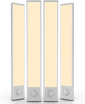 Motion Sensor Under Cabinet Lights - 4 Pack, USB Rechargeable, Magnetic, 32 LED Warm White (8 Inch)