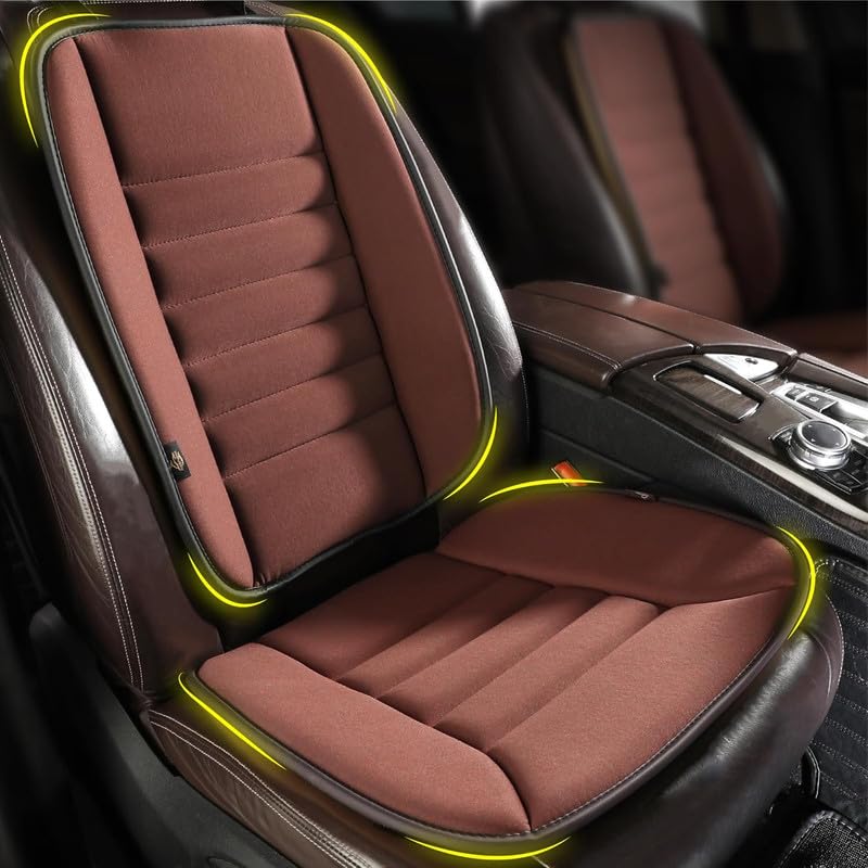 Image of Auto Oprema Car Seat Cushion with Back Support Pillow: Enhanced Comfort Memory Foam Design for Pain Relief, Ideal for Drivers and Office Use - Ergonomic Lumbar Comfort for Long Sitting - Brown