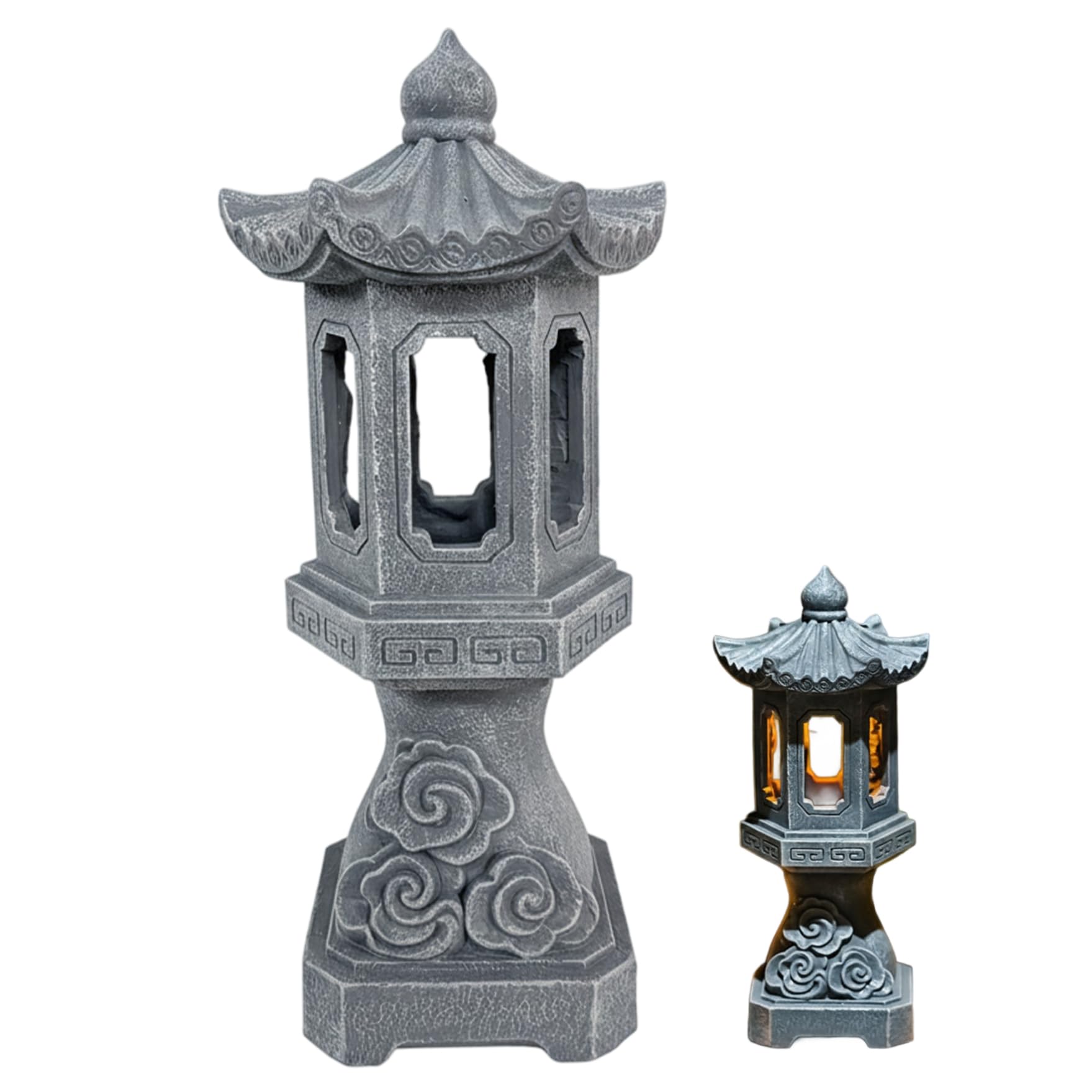 Latemeia Pagoda Garden Statue, Resin Solar Japanese Pagoda Lantern, Decorative Zen Garden Landscape for Yard Patio Lawn, Style2, Ornaments extérieurs