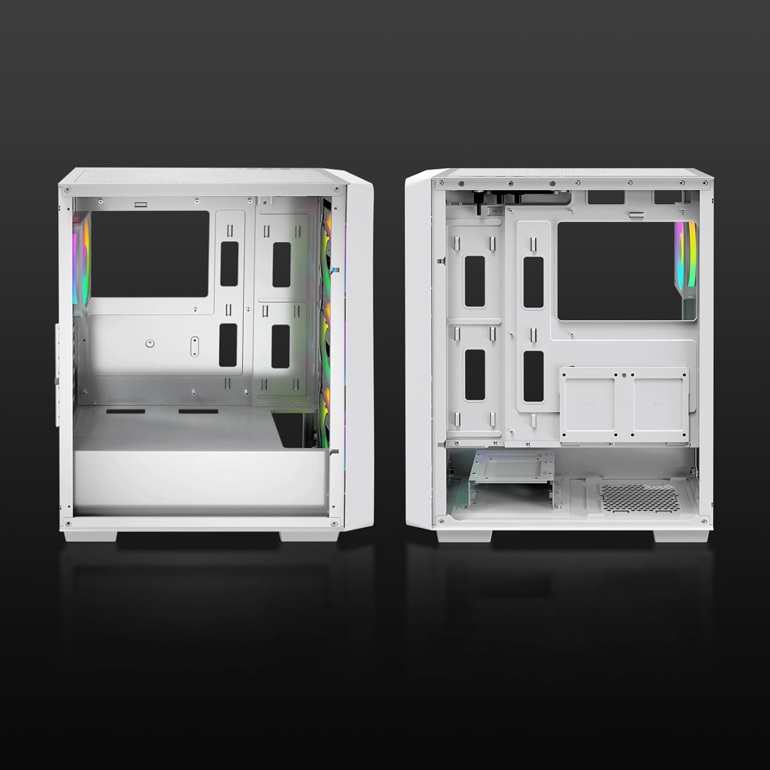 Gamma C60 WH ARGB Mid-Tower ATX Gaming PC Case,4 Pre-Installed ARGB Fans,Side Panoramic View,Fully Ventilated Airflow,Magnetic Dust Filters,Support Max 360mm AIO/330mm GPU,for ATX/MATX/ITX