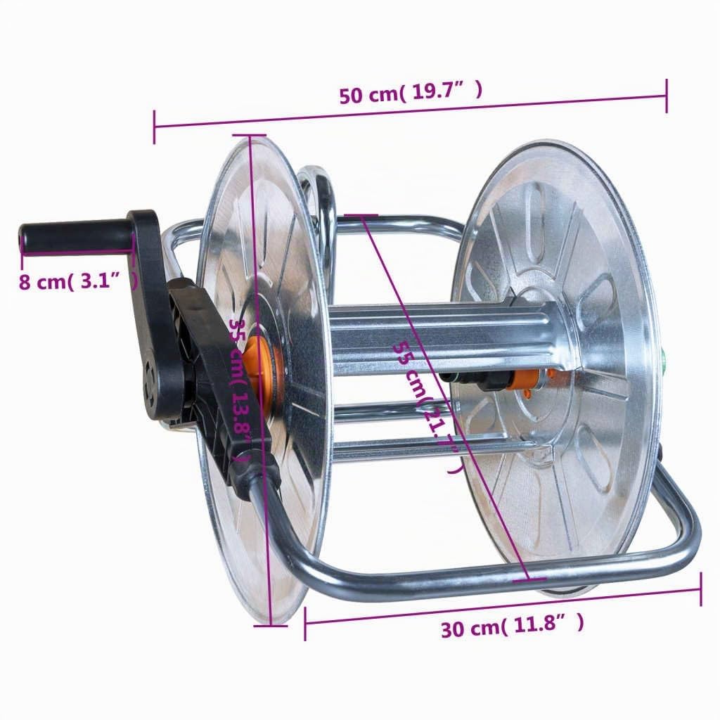 vidaXL Carrete de pared para manguera de 50 m 1/2" o 35 m 3/4" acero