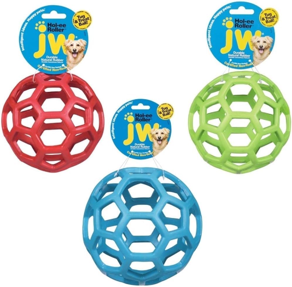 JW Pet HOLEE Roller Ball Hund Kauen springendes Spielzeug KLEIN 8,9cm-3 Stücke