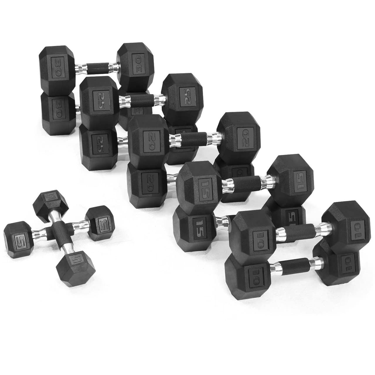 WF Athletic Supply Rubber Encased Hex Dumbbells