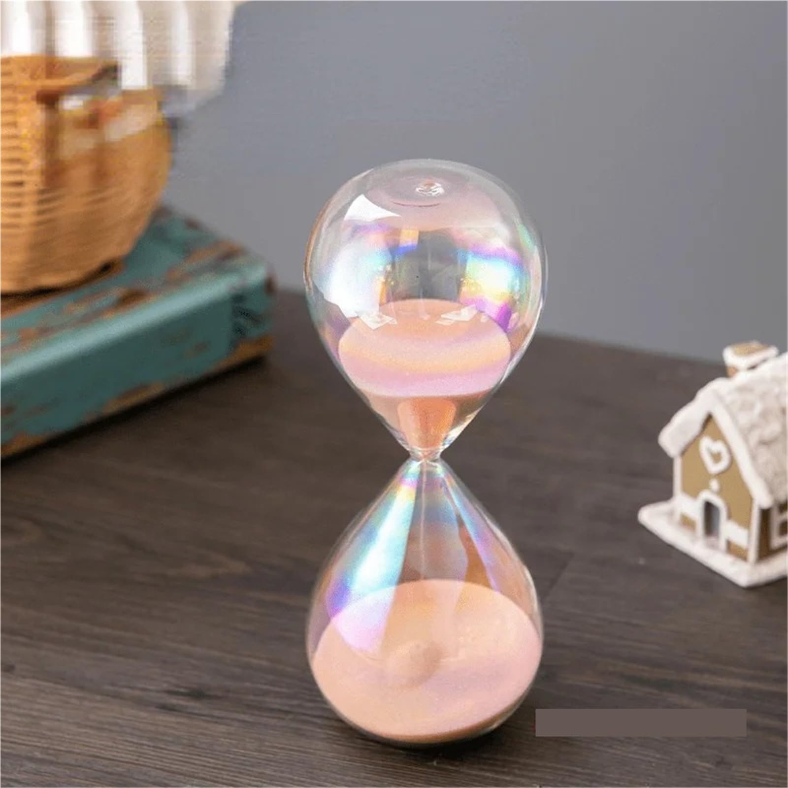 Sablier en Verre Arc-en-Ciel, minuterie de 30 Minutes, Horloge Sable Rose, décor Bureau, Accessoires Mariage pour Maison(Hexagon)