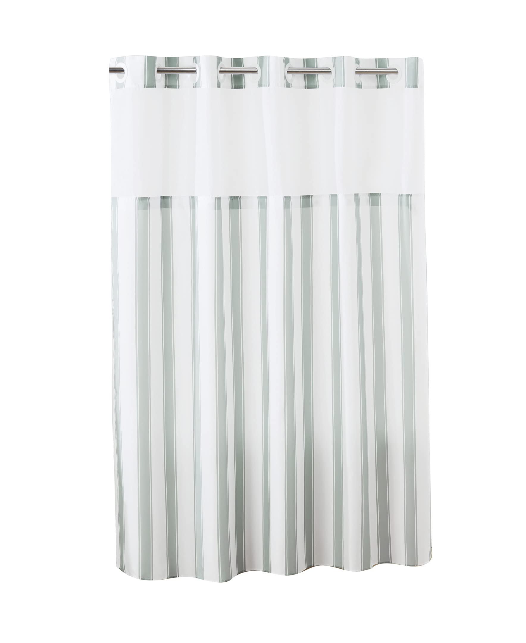 Hookless Stripes Shower Curtain with Peva Liner, 71 X 74, Grey