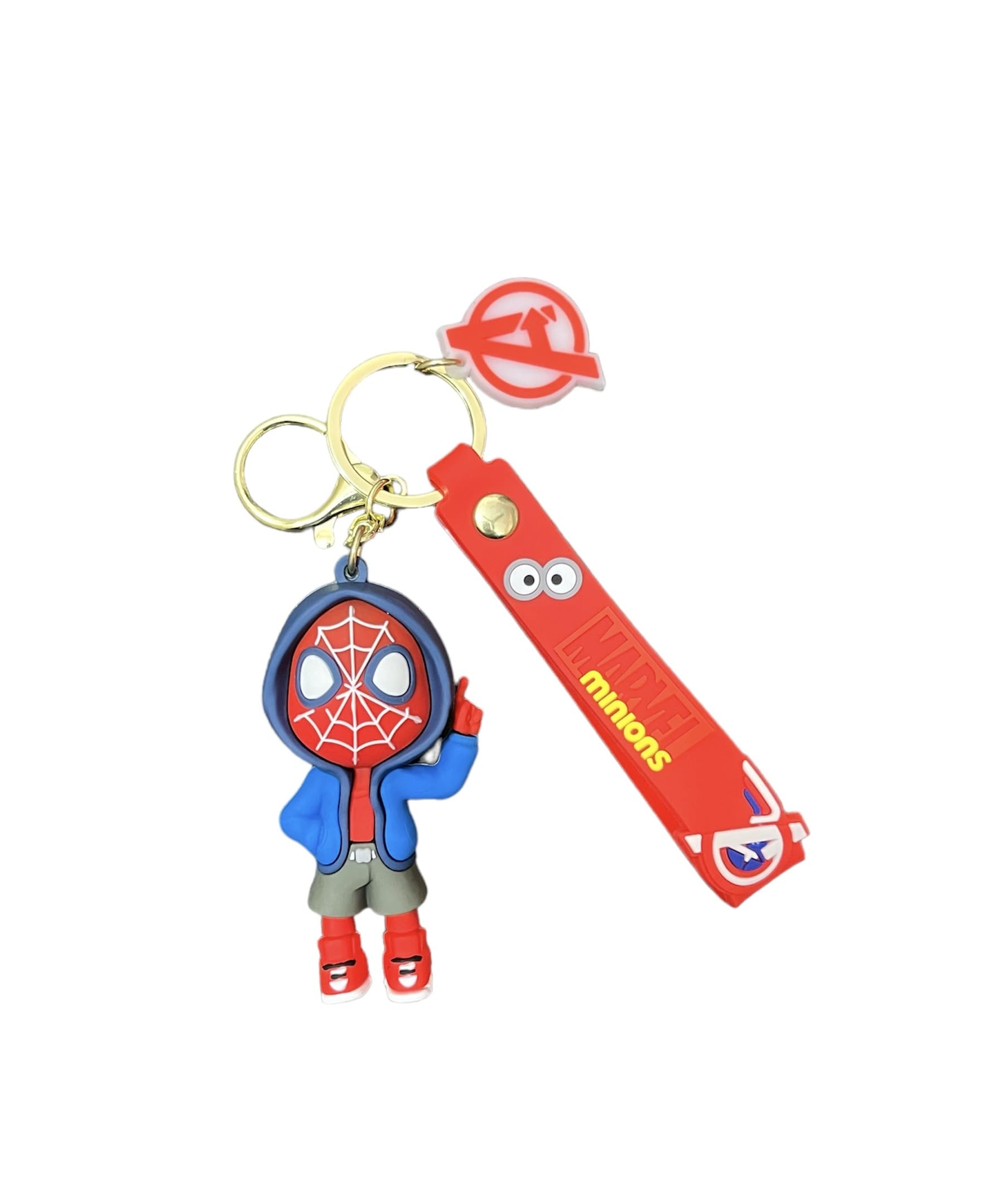 WOW Keychains Silicone Marvel X Minion Spider-Man Superhero Keychain, Multicolour (Pack of 1)