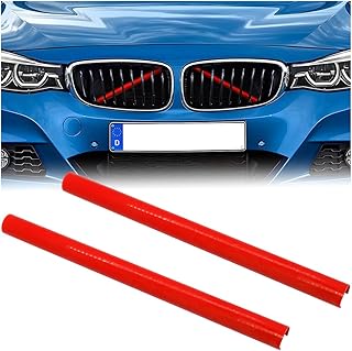 JNNJ Pack of 2 Radiator Grill Trim Strips, Grill Strip Insert Trim, Front Grill Insert V Struts, Car Grill Insert Radiator Grill Trim Accessories (Red)