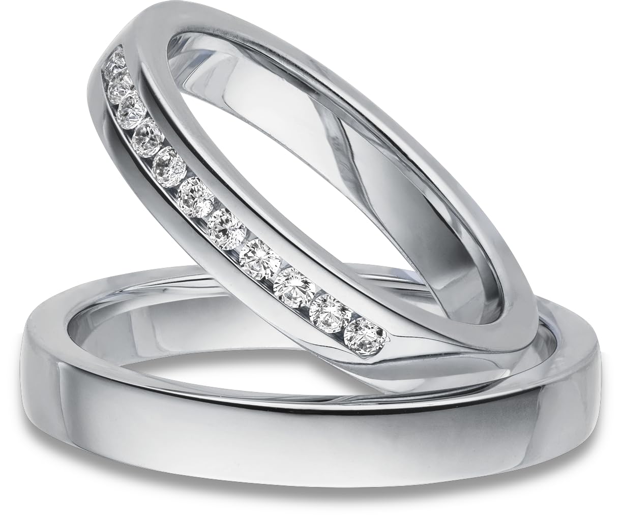 Kolibri Rings Eheringe Silber 925 11 Zirkonia Steine Paarpreis - Gravur und Etui