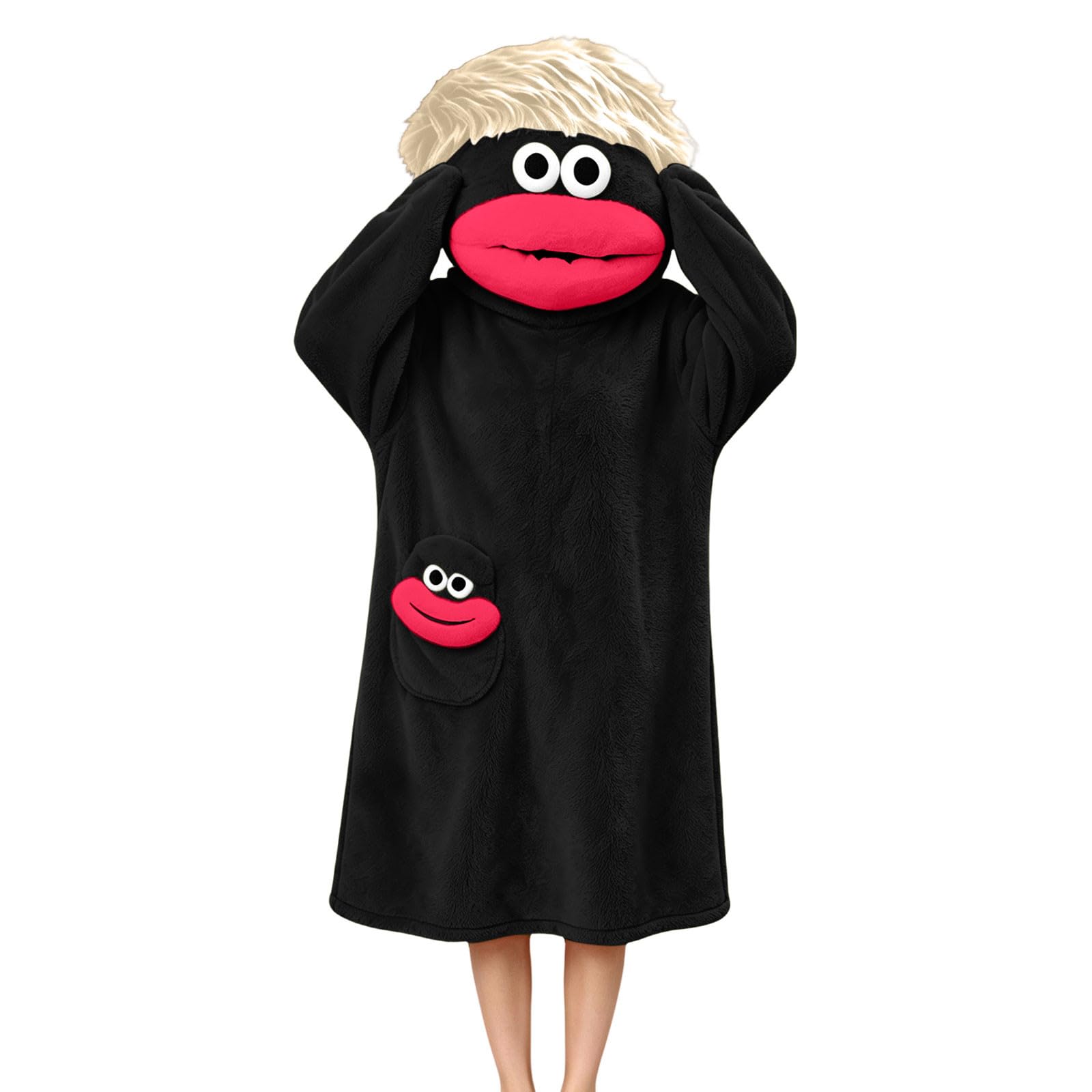 Jamicy Robe de Nuit Monstre Drole Pyjama Femme Hiver Flanelle Épaisse Chaud