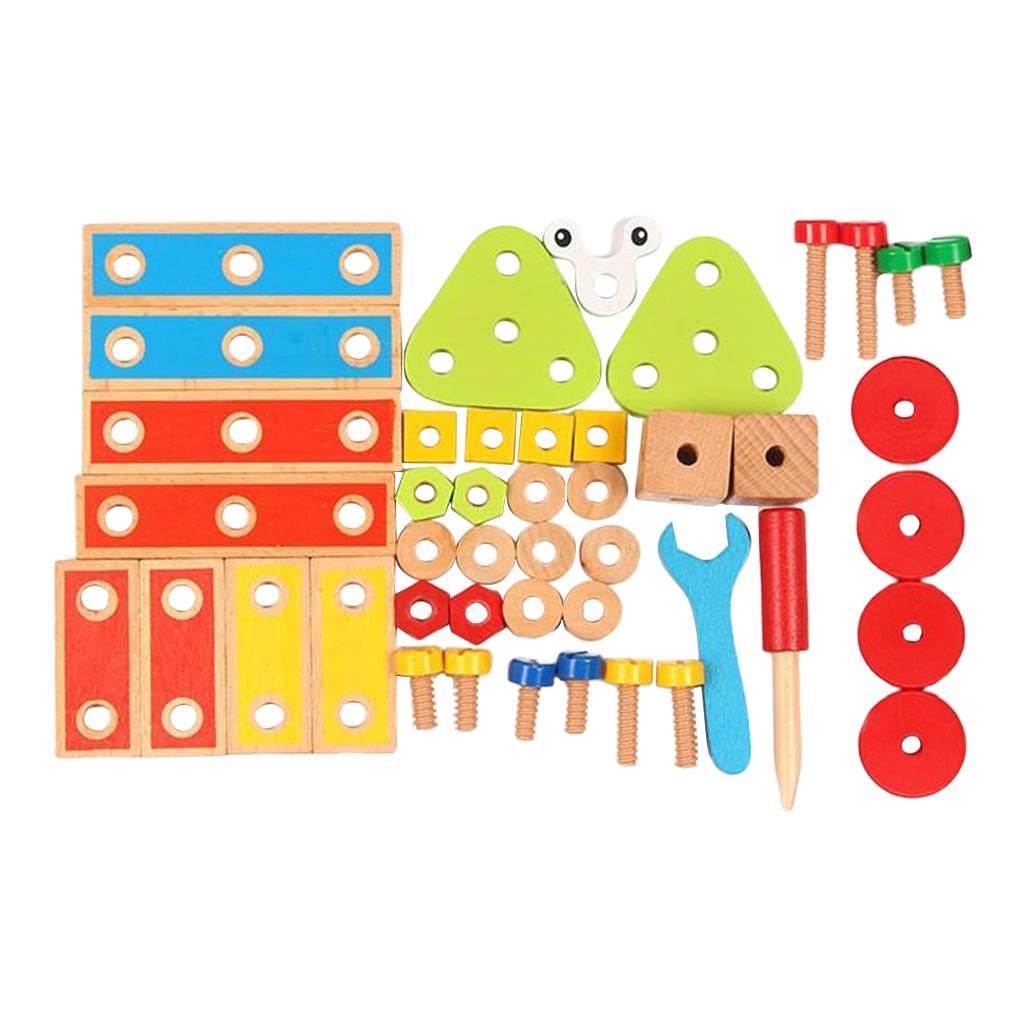 Gralara Juguetes de Construcción Madera Bloques Apilables Clasificación Puzles Juego Educativo 3D con Ensamble Promueve Pensamiento Lógico Y Pacien, Style B 45pcs