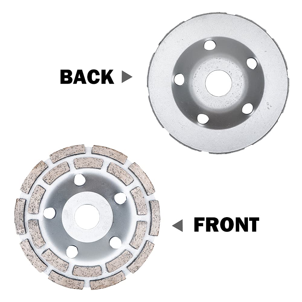 Universale Diamante Grinding Cup Abrasivo Doppia Row Muratura Concrete Wheel Silver Diamond Rettifica Testa Strumento di Taglio per Smerigliatrici Angolo