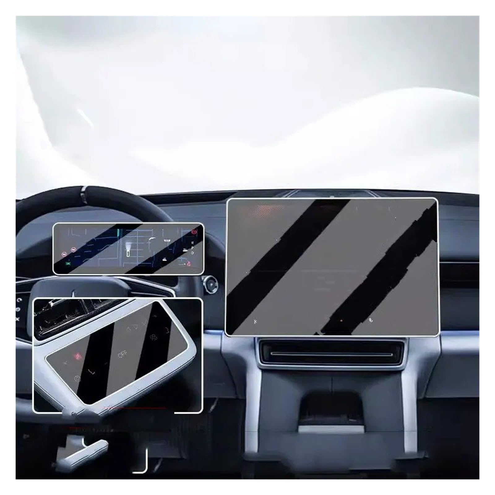 Navigation Displayschutzfolie Für Polestar 4 2024 3PCS Displayschutzfolie Aus Gehärtetem Glas Für LCD-GPS-Navigation Und Armaturenbrett