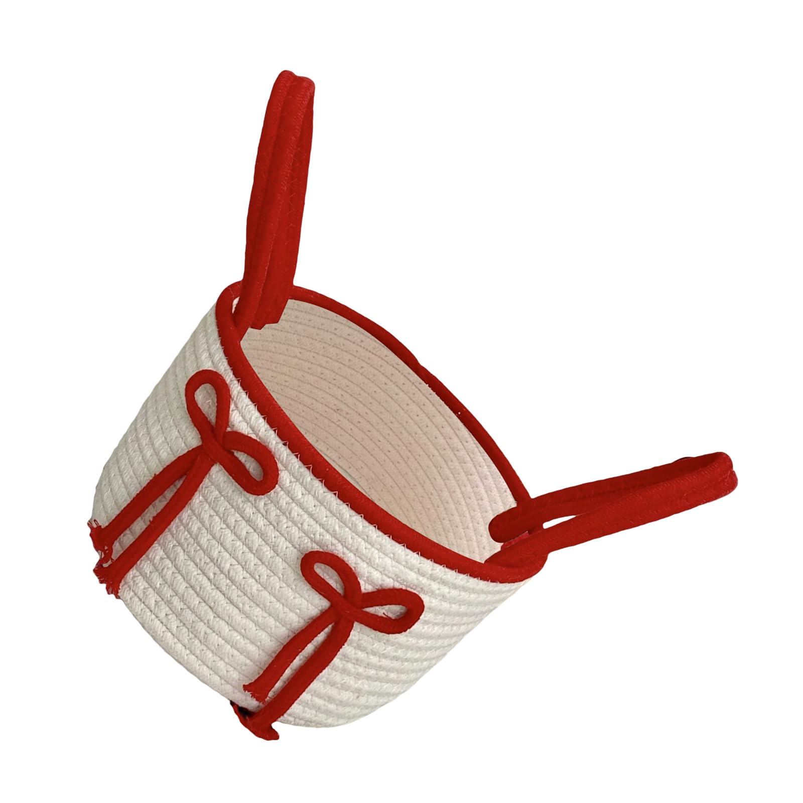 Stylish and Sturdy Cotton Rope Handwoven Basket with Space Saving Designs for Various Items and Easy Portability Handwoven Basket