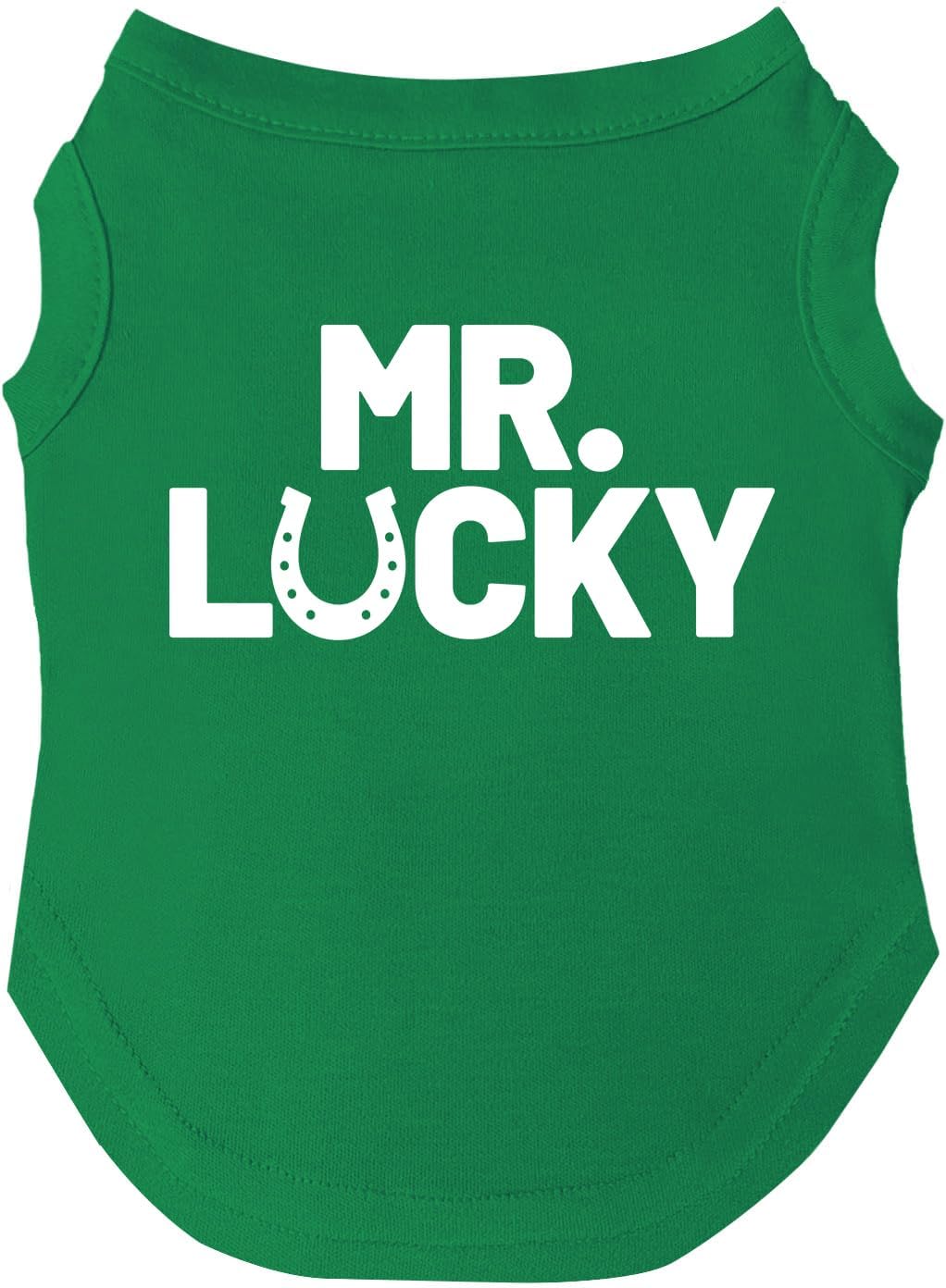 Mr. Lucky Dog Tee Shirt | Sleeveless Breeds | St.Patrick's Day | Lucky | Shamrock | Irish Holiday |Green, 2X-Large 989