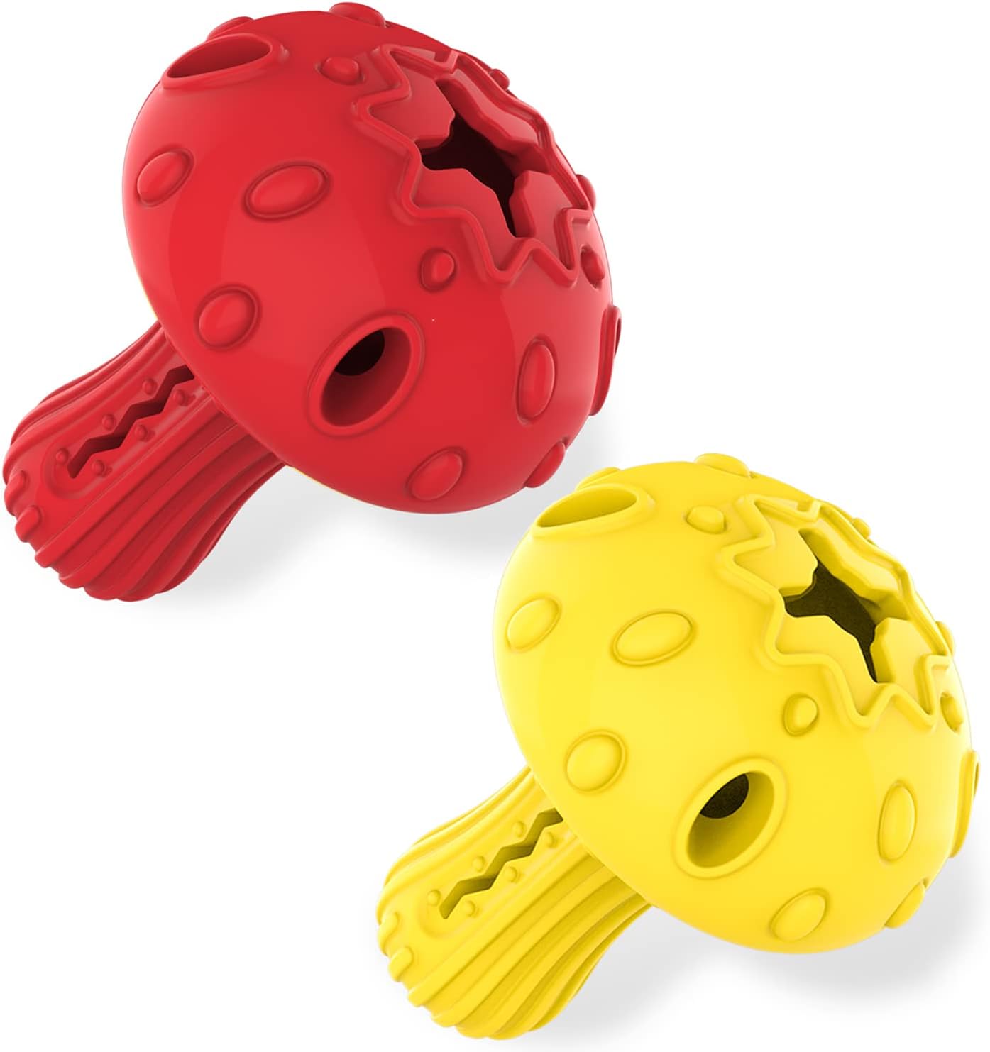 TONGKTAI Aggressive Dog Chew Toys, Indestructible Mushroom Rubber Chew Toy with Teeth Cleaning, Tough Interactive Treat Dispenser Pet Puzzle Toys for Large Breed (2 pack)