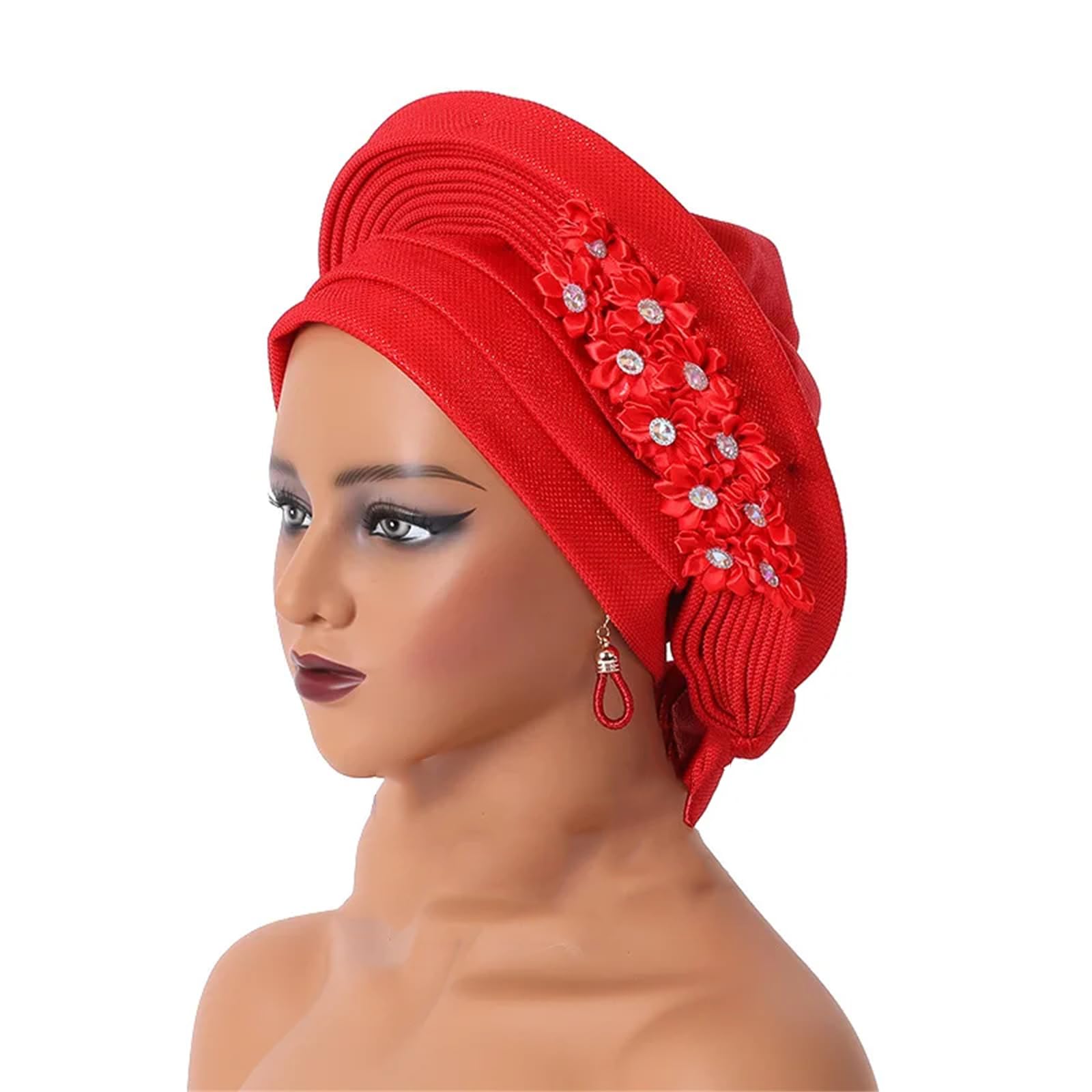 Turbante africano de Nigeria, lazos para la cabeza con flores, para mujer, para boda, fiesta, gorra